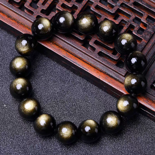 Golden Eye Obsidian Bracelet Natural Energy Gemstone 7A Grade