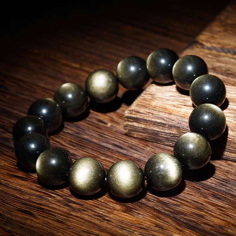 Ultra-high purity collection-level golden eye obsidian bracelet