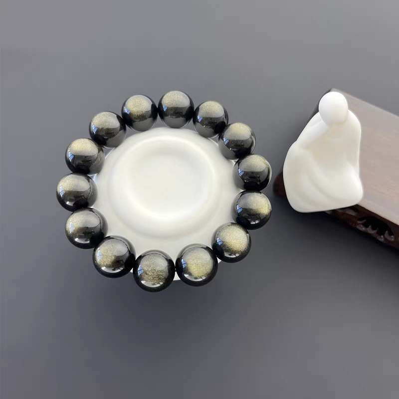 Ultra-high purity collection-level golden eye obsidian bracelet