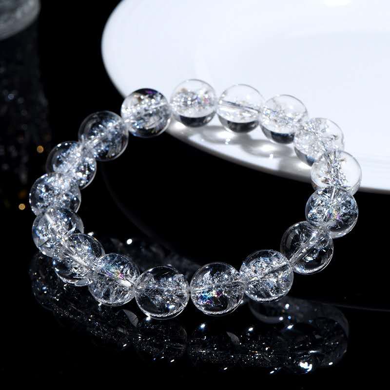 7A Grade Azeztulite Rainbow Eye Himalayan White Crystal Bracelet