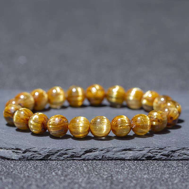 Golden Rutilated Quartz Bracelet: Available in 14mm Diameter LARGE Size