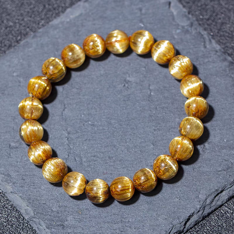 Golden Rutilated Quartz Bracelet: Available in 14mm Diameter LARGE Size