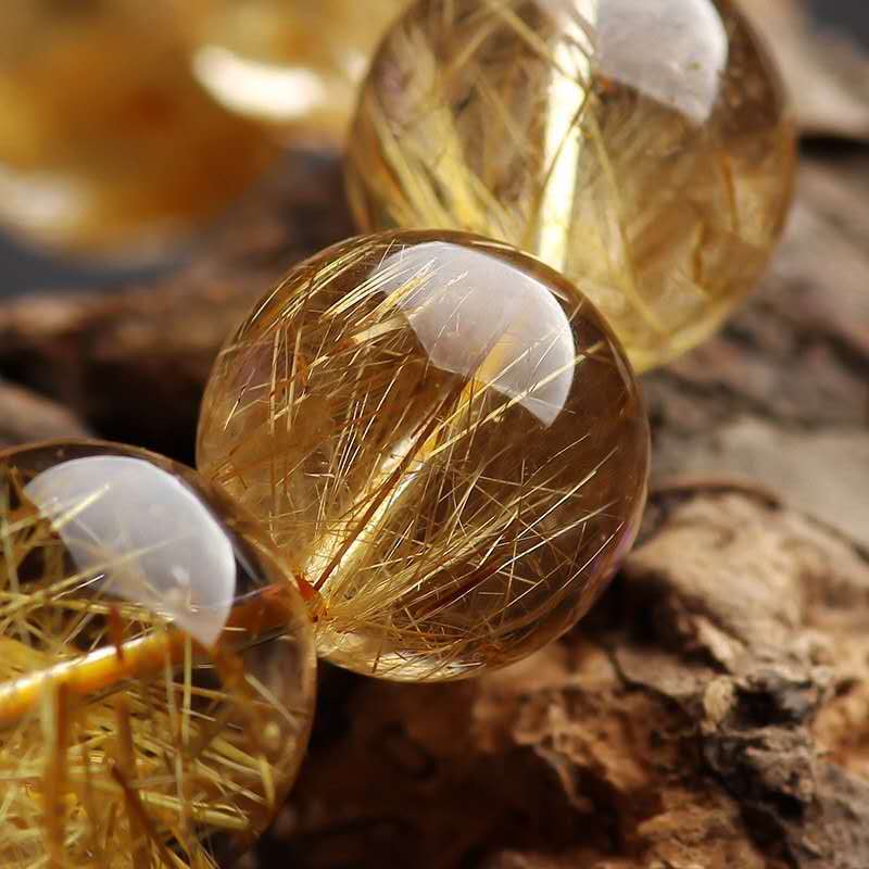 Golden Rutilated Quartz Bracelet: Available in 14mm Diameter LARGE Size