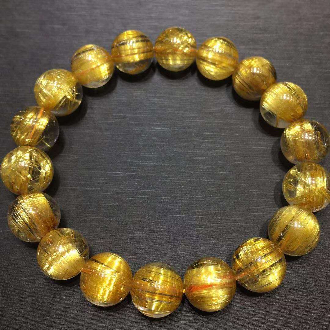 Golden Rutilated Quartz Bracelet: Available in 14mm Diameter LARGE Size