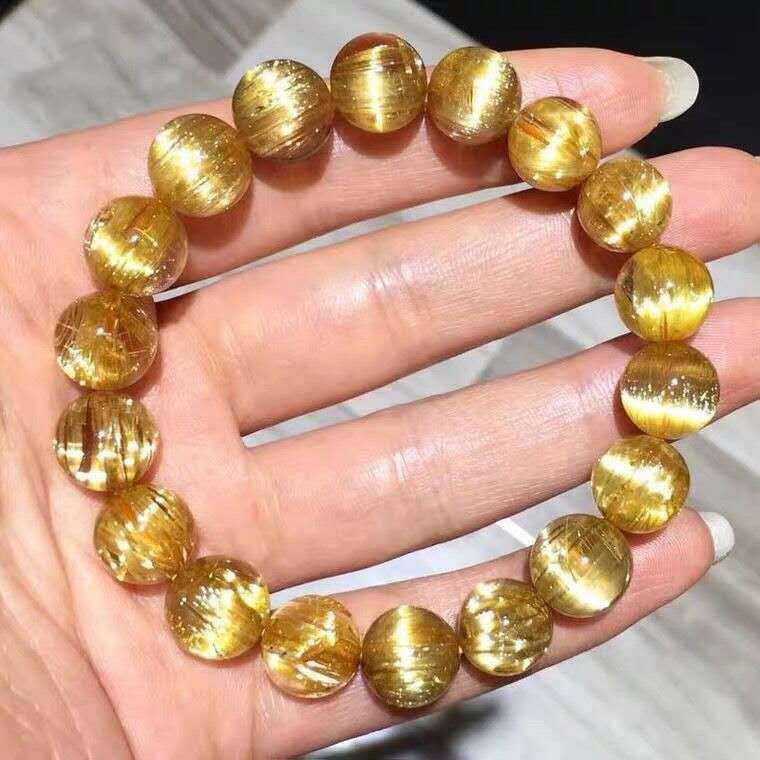 Golden Rutilated Quartz Bracelet: Available in 14mm Diameter LARGE Size