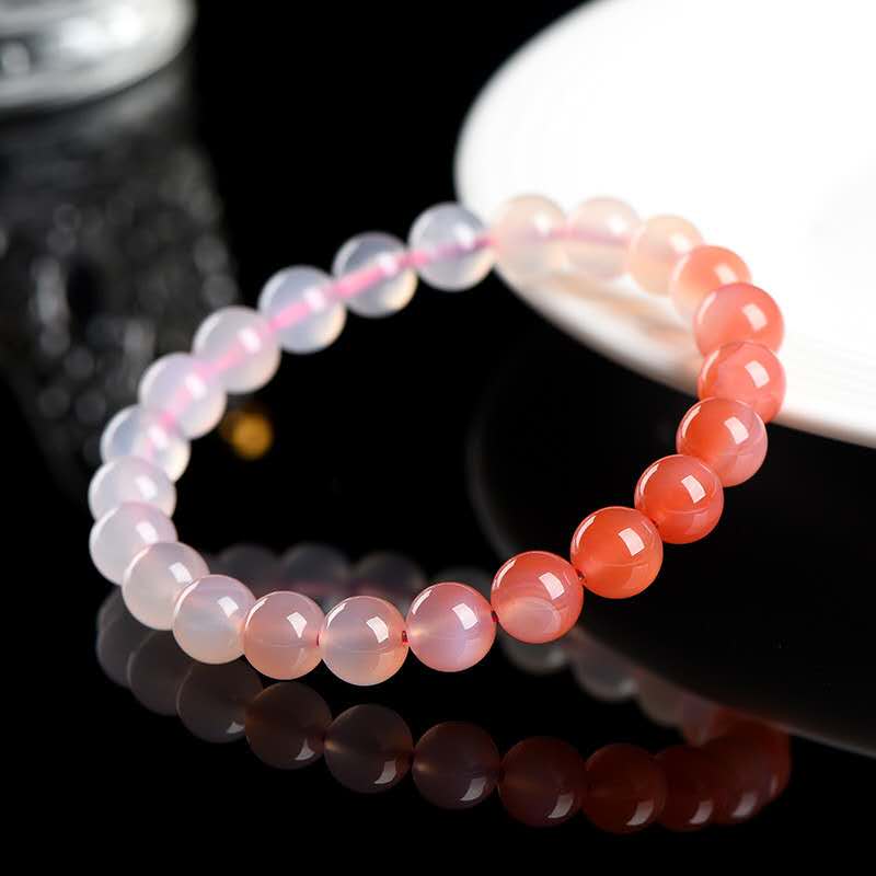 Pure Natural White-Pink Gradient Agate Bracelet