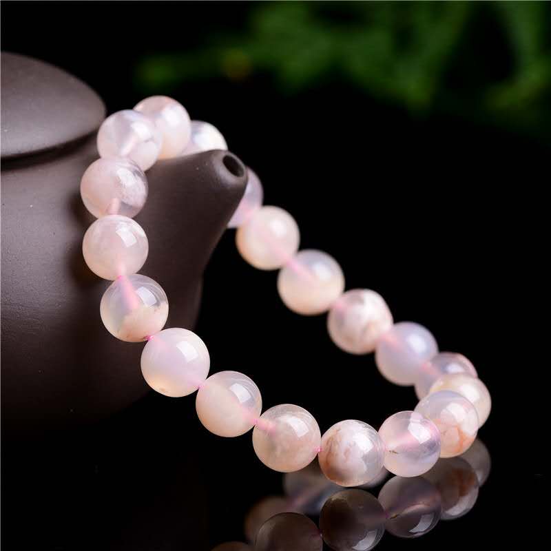 Natural Pink Sakura Agate Bracelet