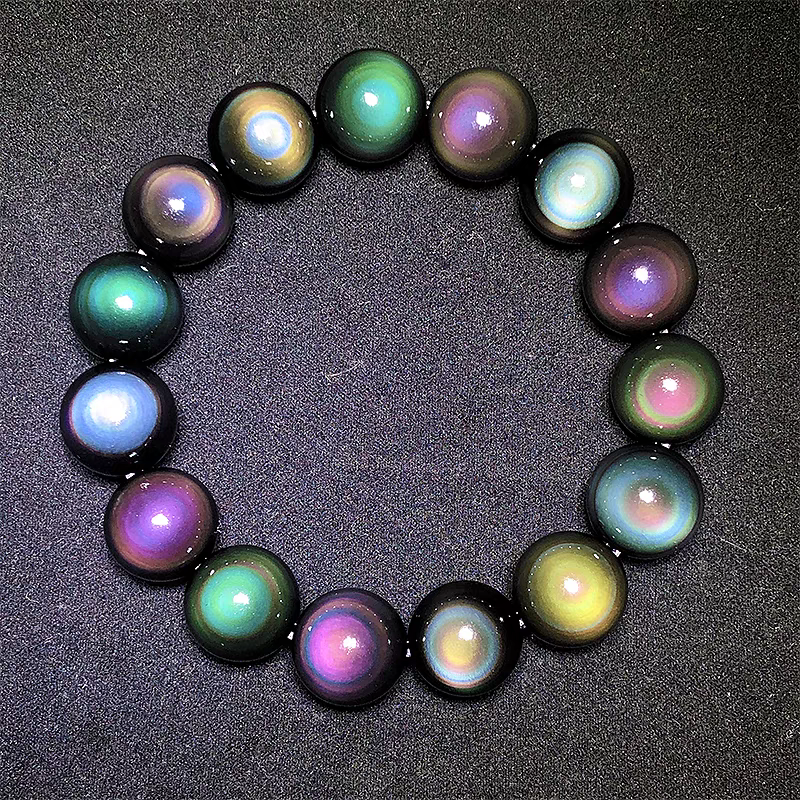 High Purity Natural Rainbow Sheen Obsidian Bracelet