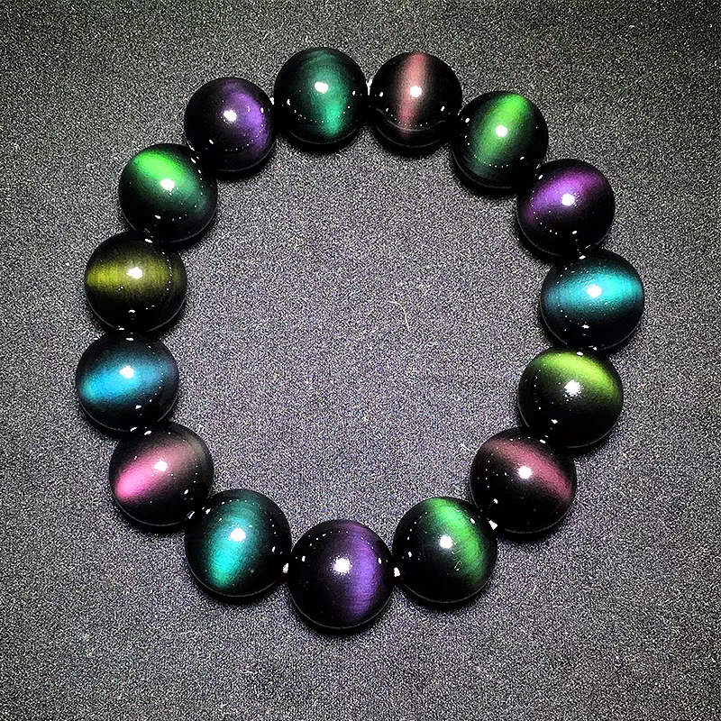 High Purity Natural Rainbow Sheen Obsidian Bracelet