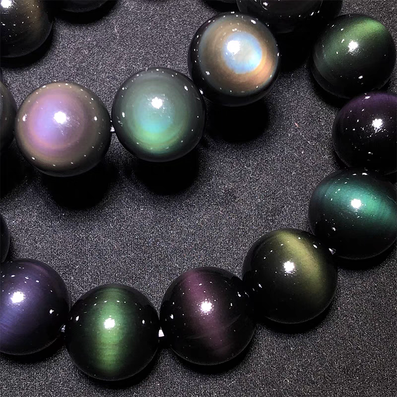 High Purity Natural Rainbow Sheen Obsidian Bracelet